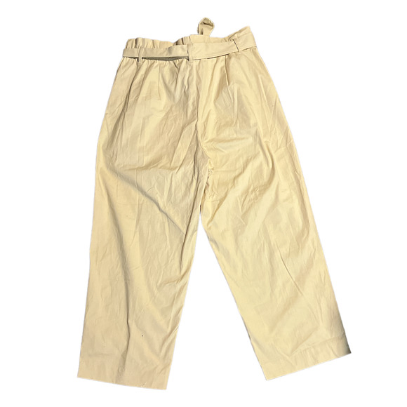 NWT J. Crew  Paper Bag Waist Tie-waist Cotton Pant Size 12 Yellow Straight Leg - Picture 3 of 4